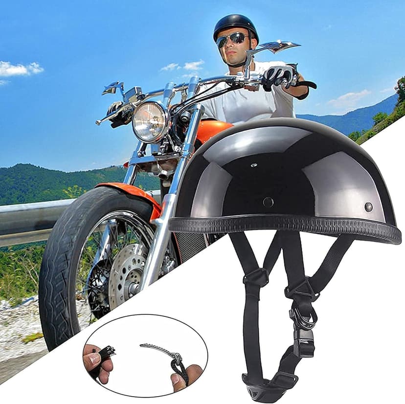 Smallest Skull Cap Motorcycle Helmet,DOT Approved Ultra-Thin Comfortable Beanie Cruising Skull Cap Novelty Small Helmet Cool Half Shell Helmet Low Profile Cool Skull with Goggles (54-63CM)