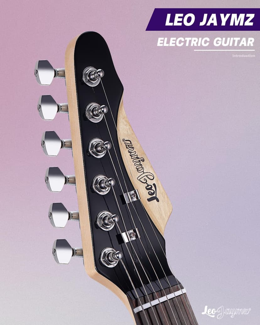 Leo Jaymz 39" Full Size ST Style Electric Guitar Starter Kit with SSH Pickup, 5W Portable Amp, Tuner, Gig Bag, Strap & Accessories (Violet Ocean)