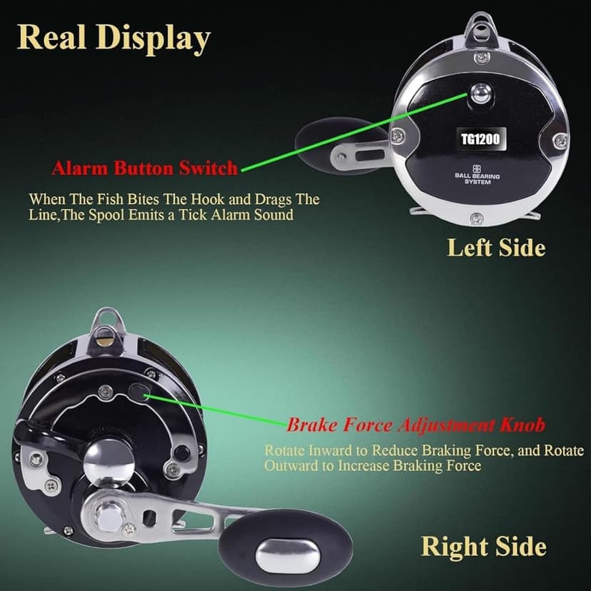 SAMOLLA Deep Sea Fishing Reels 44-66Lb Max Drag for Saltwater or Freshwater Ocean Conventional Reel Saltwater Fishing Reel for Tuna Sailfish Swordfish