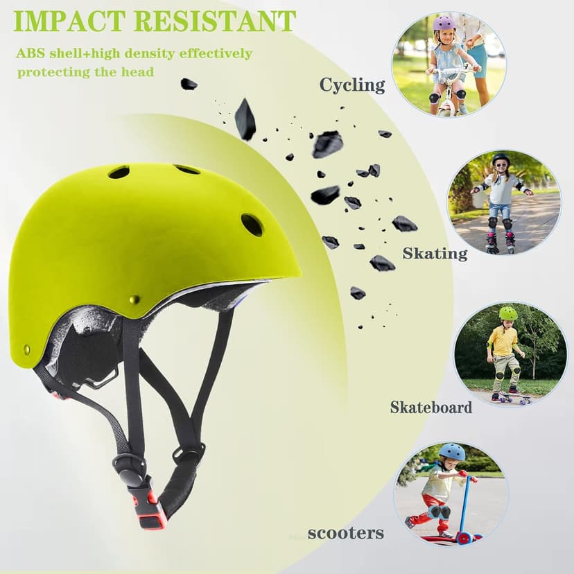 FOOKCIAN Kids Helmet,Toddler Skateboard Helmets for Ages 2-3-5-8-14 Years Boys Girls with Knee and Elbow Pads Wrist Guards fit Roller Skates,Skateboarding,Skating Scooter Adjustable Kids Helmet