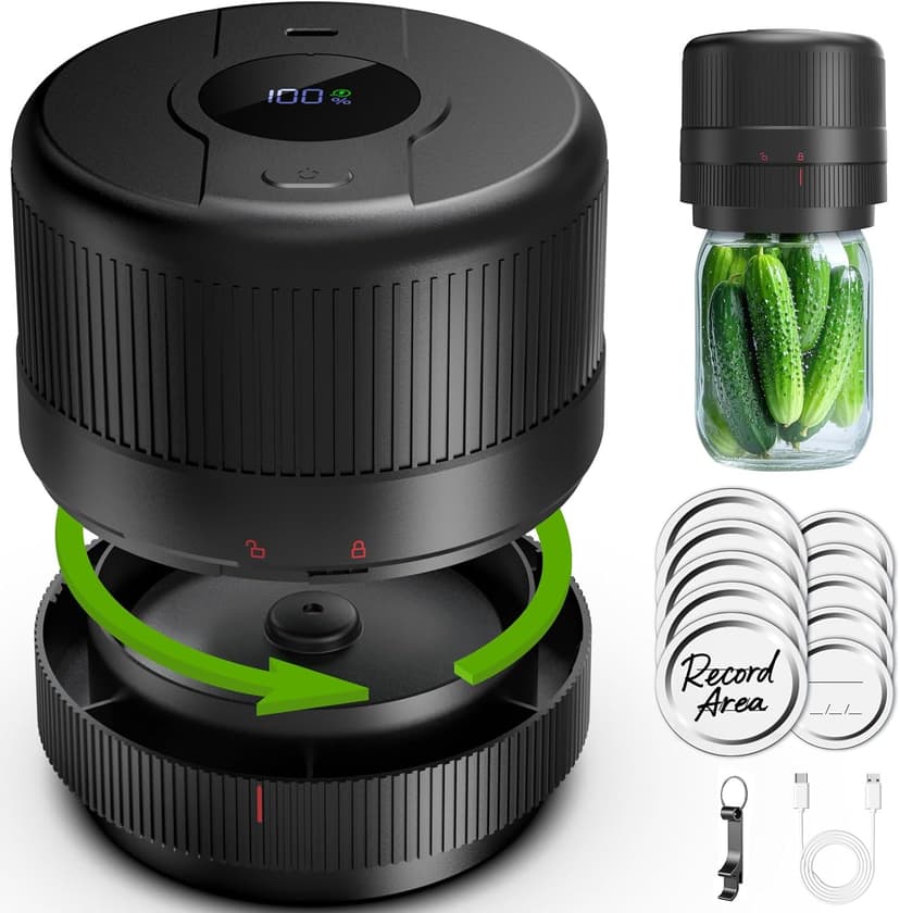 Mason Jar Vacuum Sealer Kit, Electric Sealer for Wide, Regular Mouth Mason Jars, Portable Vacuum Sealer for Jars, Birthday Gifts for Her, Gifts for Mom, Grandma