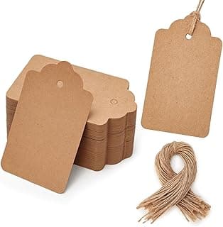 1.7 X 2.8 inch, Hang Tags for Clothes DIY Crafts, Wedding Holiday ,Brown SALLYFASHION 100PCS Gift Tags with String Attached, Kraft Paper Hang Tags B01767EKXC