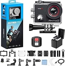 AKASO EK7000 Pro 4K30fps Action Camera with Touch Screen EIS 131ft Waterproof Underwater Camera Remote Control 5X Zoom with Helmet Accessories Kit (Standalone)