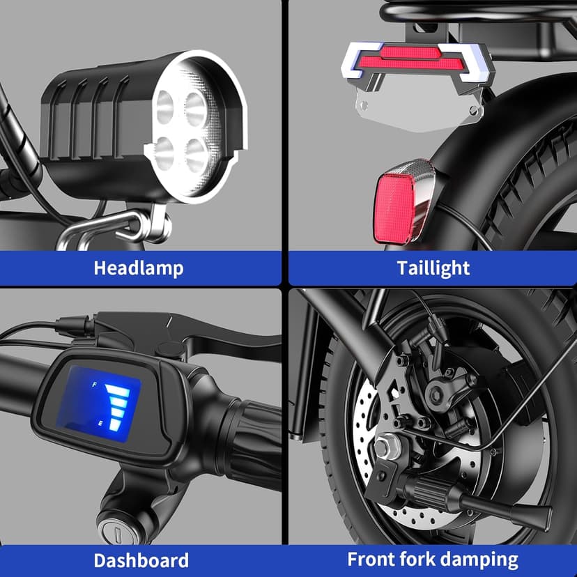 Folding Electric Bike for Adults, Peak 750W Motor,23MPH Max Speed Foldable Electric Bicycles,14" Ebike, 48V12AH Battery 35 Miles PAS Range Mini E Bikes for Adults and Teens