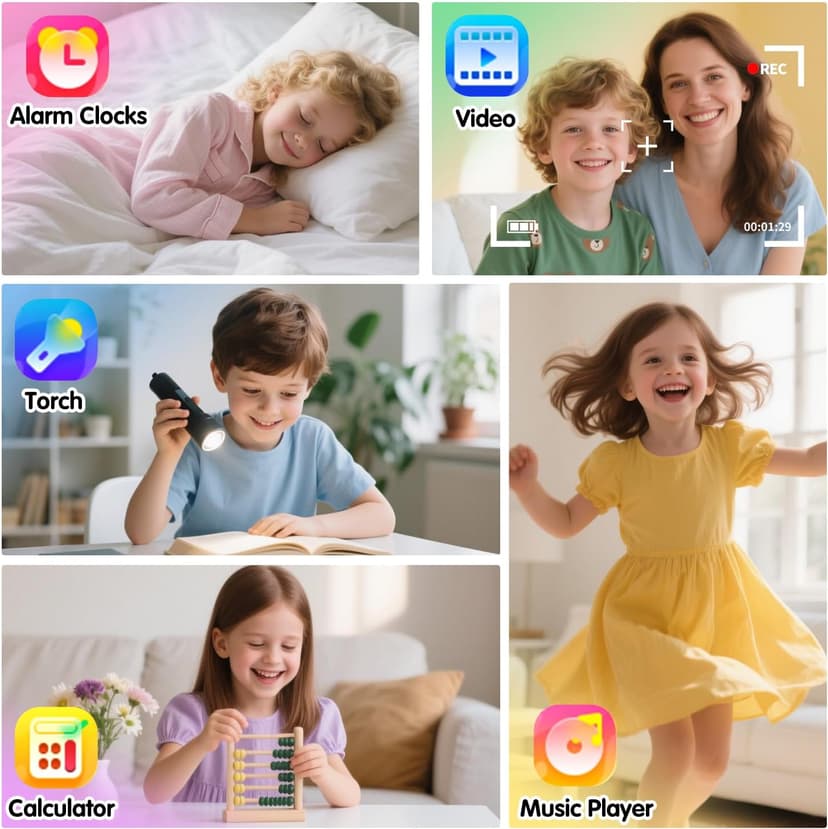 Cosjoype Kids Game Smart Watch for Kids with 24 Puzzle Games HD Touch Screen Camera Music Player Pedometer Alarm Clock Calculator Flashlight 12/24hr Kid Watch Gift for 4-12 Year Old Boys Toys for Kid