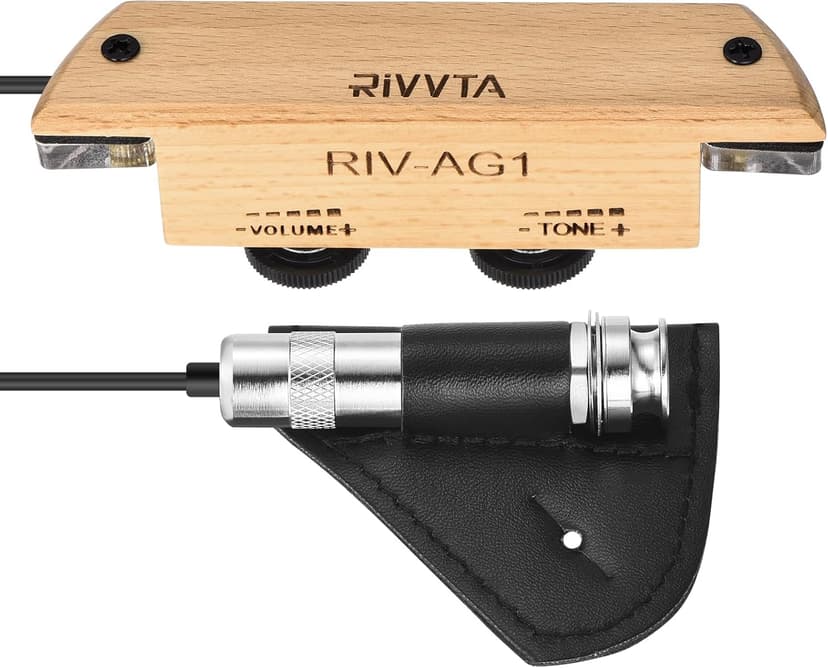 RIVVTA Acoustic Guitar Pickup Guitar Pickups Acoustic Pickup with Volume Tone Control for Standard Steel String Acoustic Guitars(Natural Beech)
