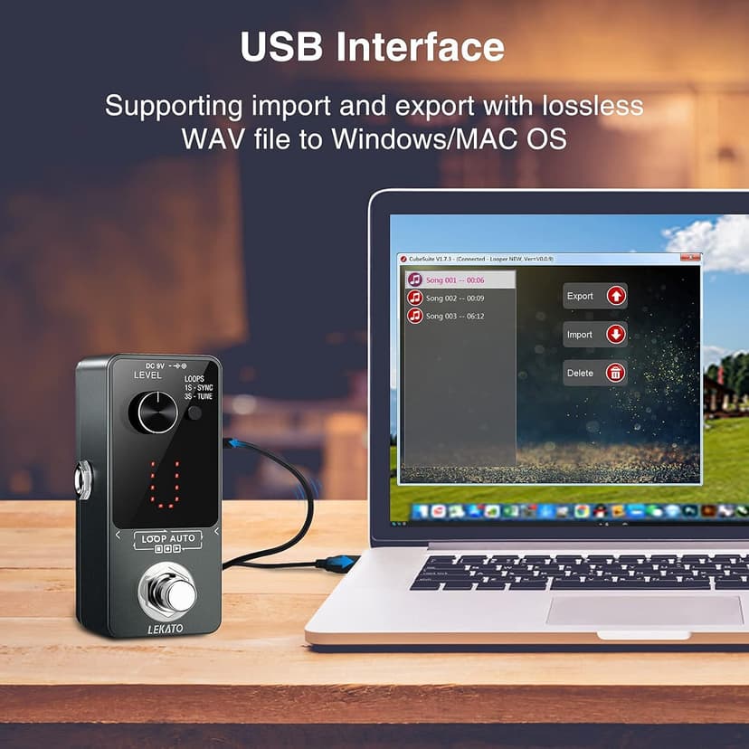 LEKATO Looper Pedal,Guitar Looper Pedal for Electric Guitar&Bass Loop Pedal with SYNC & Tuner Function Triple Effect Guitar Looper with LED Screen Unlimited Overdubs 3 Loops 18 Minutes Record Time