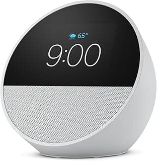 Amazon Echo Spot (newest model), Great for nightstands, offices and kitchens, Smart alarm clock with Alexa+ Early Access, Glacier White