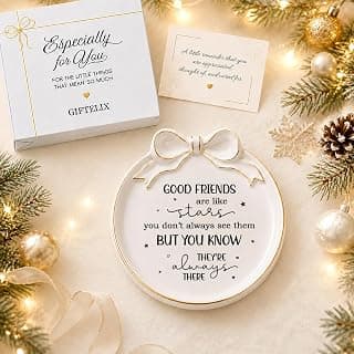 Jewelry Tray with Bow - Good friends are like stars - Gifts for Friends, Bestie, BFF, Sisters - Decorative Trinket Dish - Birthday Gift for Women - Friendship Gifts - Sentimental Keepsake B0GXKCKVR7