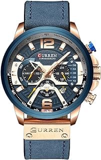 FANMIS Mens Luxury Watches Business Chronograph Dress Waterproof Leather Strap Analog Quartz Wrist Watch