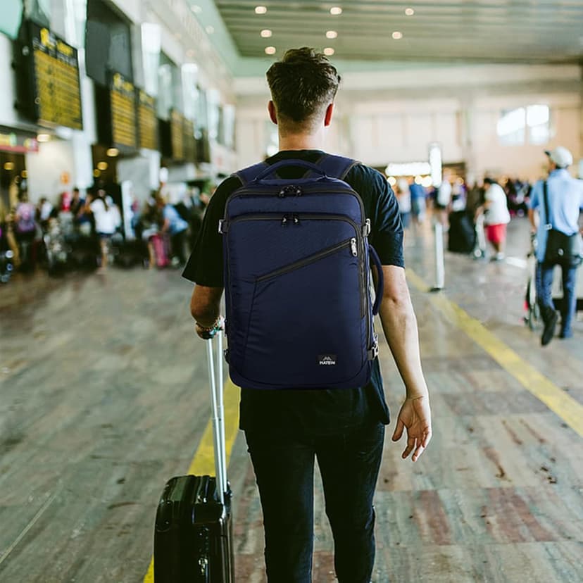 MATEIN Weekender Backpack, Large Capacity Travelling Suitcase Backpack with Strap for Clothes, Expandable Flight Approved Business Carry on Daypack for International Travel, Blue