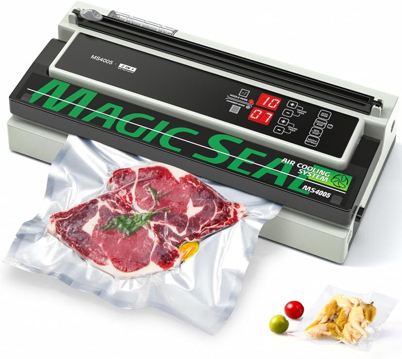 MAGIC SEAL 16'' Commercial Vacuum Sealer Machine, Meat Sealer Vacuum Packing Machine with Double Pump and Auto Cooling System, Sealing and Vacuum Time Control, Compatible with Mylar Bags