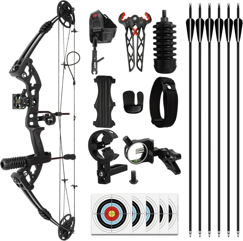 Compound Bow Kit Adjustable for Outdoor Use & Target Practice, 30-70lbs Archery Set with Carbon Arrows and Accessories