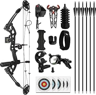 Compound Bow Kit Adjustable for Outdoor Use & Target Practice, 30-70lbs Archery Set with Carbon Arrows and Accessories