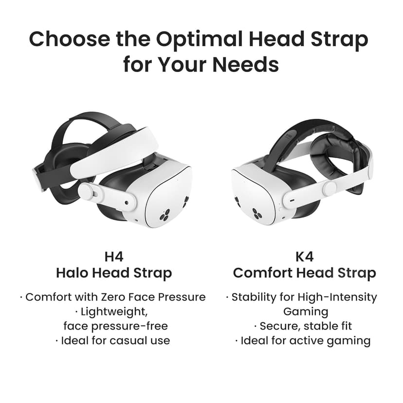 KIWI design K4 Head Strap, VR Headset Accessories for Meta Oculus Quest 3/3S, Non-Battery & Enhanced Support & Adjustable & Comfort Strap Gift for Kids and Adults