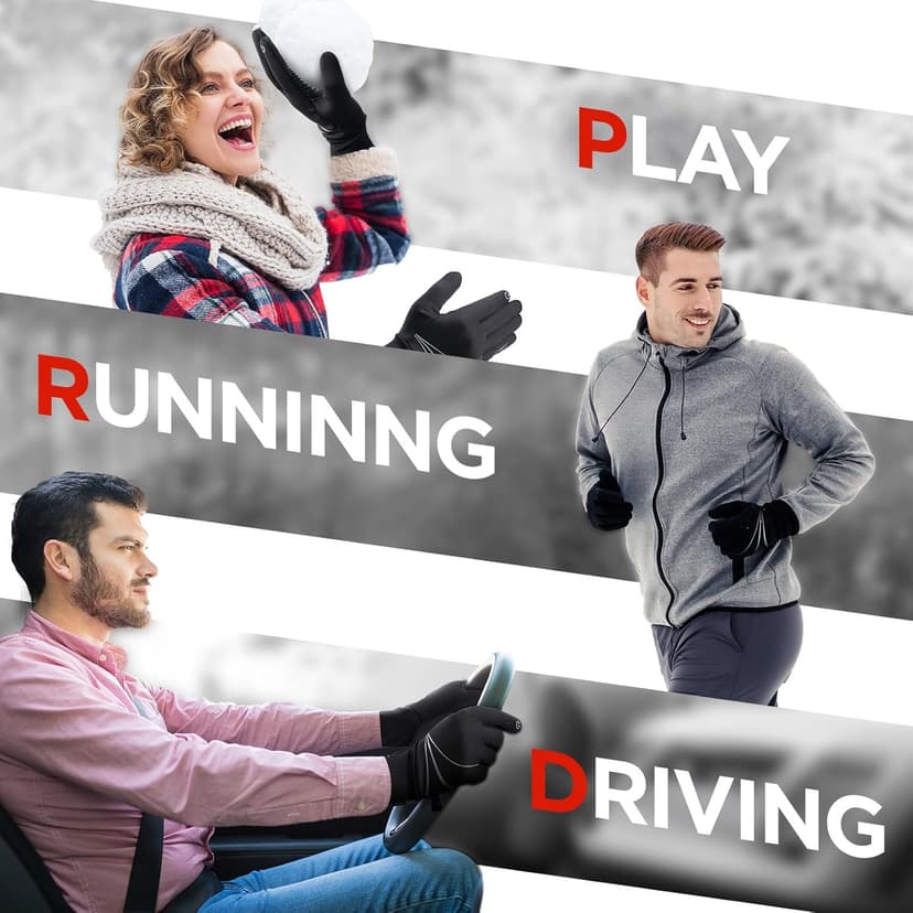 RUIXUE Winter Gloves Men Women, Warm Thermal Windproof Touchscreen Non-Slip,for Cycling Driving Running Hiking