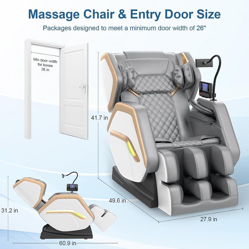 Massage Chair Full Body, Zero Gravity Massage Chair 2026 for Back Fatigue with 10 Fixed Rollers, Heating, Airbags, Phone Controller, Bluetooth Speaker, Nightlights for Living Room, Bedroom