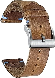 hemsut h Leather Watch Bands for Men, Horween Quick Release Leather Watch Strap Vintage Watch Replacement Wrap of 18mm, 20mm, 22mm