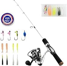 WIDDEN Ice Fishing Rod and Reel Combo, 27" Medium Light Spinning Ice Fishing Pole, Gear with Tackle Box Kit, Line, Lures for Saltwater, Freshwater Trout, Bass, Walleye