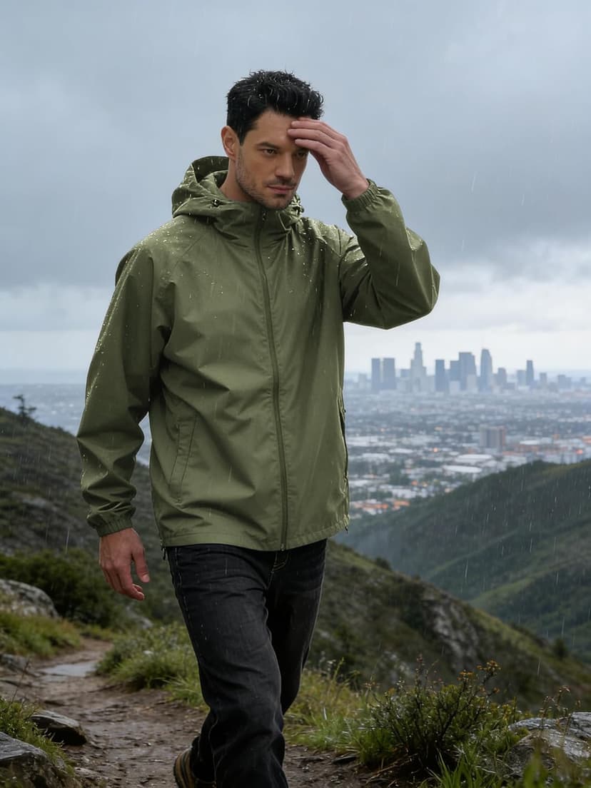 UIQUR Men's Rain Jacket Windbreaker Waterproof Jacket Raincoat Cycling Running Hiking Gear Hood Lightweight Packable