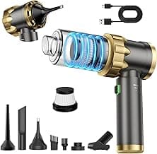 Car Vacuum Portable Cordless - Handheld Vacuum Cleaner with 16000PA Strong Suction, 7-in-1 Air Duster/Blower, Rechargeable Mini Vacuum with Long Battery, Multi-Nozzles for Car,Home, Office, Pet