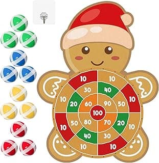 YQUQWN Large Christmas Dart Board for Kids 28.7 Inch Gingerbread Man Target with 12 Sticky Balls Hook Christmas Indoor Decorations Party Toys Gifts for Family