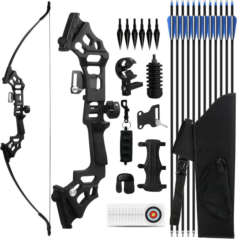 Recurve Bow and Arrow Set for Adults, 30–40lbs Right-Handed Archery Kit with Carbon Arrows & Accessories for Outdoor Target Practice