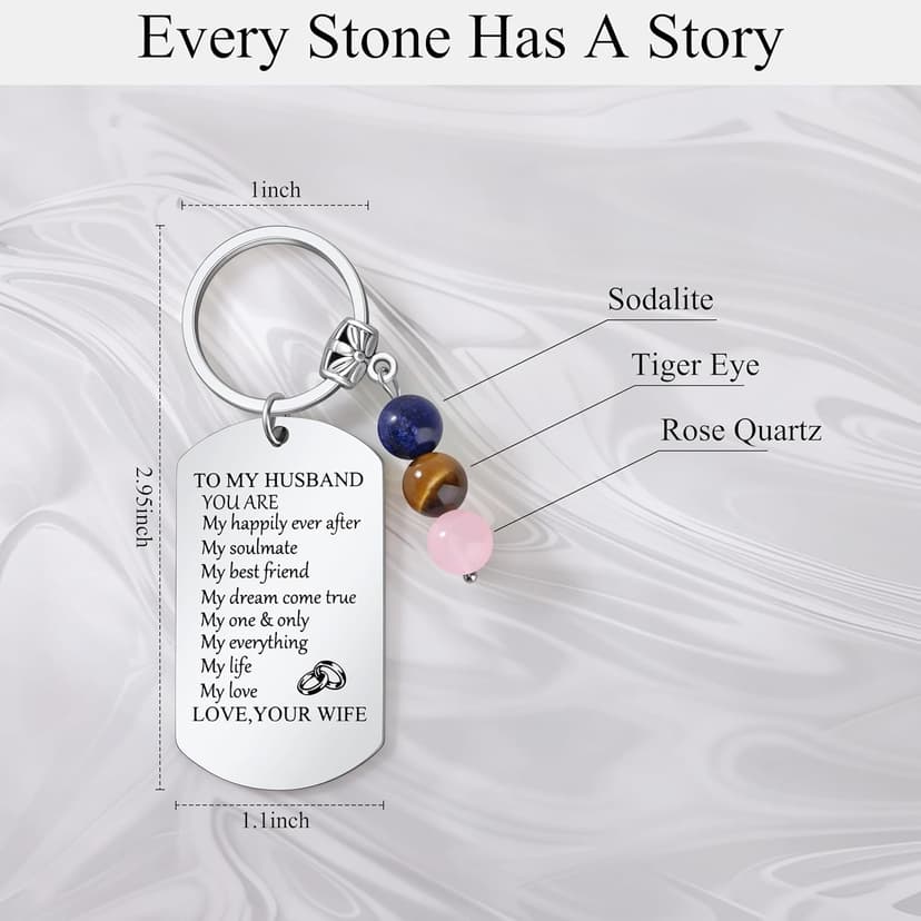 JoycuFF Keychain Gift for Women Christmas Birthday Gift for Best Friends Huaband Son Mom Stone Keychain