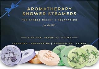 8 Natural Essential Fizzies: Lavender, Eucalyptus, Citrus, Peppermint, Relaxation Stress Relief Shower Tablets gifts for Mom VALITIC Aromatherapy Shower Steamers, Pods for Shower Spa Gift, 4 Scents B09MHRFGDW