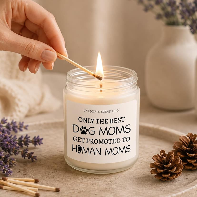 Funny Dog First Time New Mom Gift for Pregnant Women, Pregnancy Mothers Day Gift, Moms to Be Gifts Lavender Scented Candle Best Expecting Mom Gifts, 7oz Lavender Soy Candle Jar for Mom to Be B0H8C3MLMN