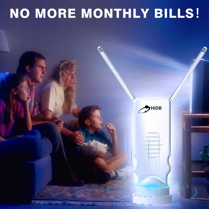 Rabbit Ear TV Antenna 2025 Upgraded, HDTV Digital Antenna for Free 4K/1080p HD Local Channels, Long Range Indoor Reception with 360° Signal for Smart & Old TVs, VHF/UHF Support, Easy Setup