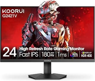 KOORUI 24" Gaming Monitor,180Hz 1ms Fast IPS Monitor, 1440P HDR400 Display, 90% DCI-P3 Color Gamut, Adaptive Sync, Slim Frame, VESA Mountable, HDMI 2.0, DP 1.4, G2421V