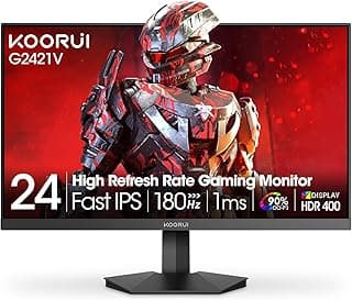 KOORUI 24" Gaming Monitor,180Hz 1ms Fast IPS Monitor, 1440P HDR400 Display, 90% DCI-P3 Color Gamut, Adaptive Sync, Slim Frame, VESA Mountable, HDMI 2.0, DP 1.4, G2421V