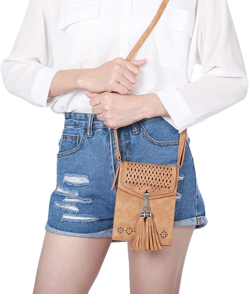 Vintage Tassel Purse: soft leather, fits a large phone, cards & keys —gifts for teen girls, birthday & Christmas seOSTO Small Crossbody Bags for Women, Tassel Purse, Gifts for Teen Girls B073QMXQLW