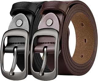 West Leathers [2 Pack] Leather Belt Women-Womens Leather Belt with Pin Buckle-Belts for Women for Jeans, Pants, Dresses