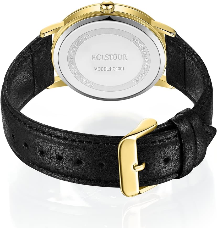 HOLSTOUR Watches for Mens Minimalist Fashion Business Wrist Watch Analog with Leather Strap