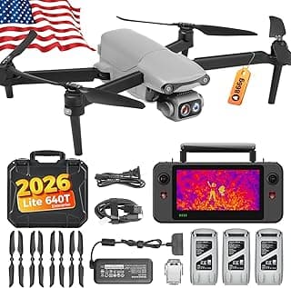 Autel Robotics EVO Lite 640T Enterprise Bundle, 640x512 T~hermal&1/2'' CMOS 48MP V~isible C-a-mera, 1-16x Digital Zoom, AI Target Recognition, 12KM Transmission, 866g Lightweight, 40Min Max Time