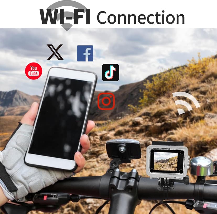 Cecosy Action Camera 4K 30FPS, Waterproof Camera 30M Underwater Ultra HD 131FT 170°Wide Angle Shooting, with 2 x 1050 mAh Batteries for Cycling, Ice Skating, Skiing, Fishing, Climbing