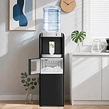 4 in 1 Water Cooler Dispenser with Ice Maker, Hot & Cold Water Dispenser for Home & Office, 33lbs/24H Bullet Ice, Top Loading 3-5 Gallon, Child Safety Lock, Ice Ready in 7 Mins (Black)