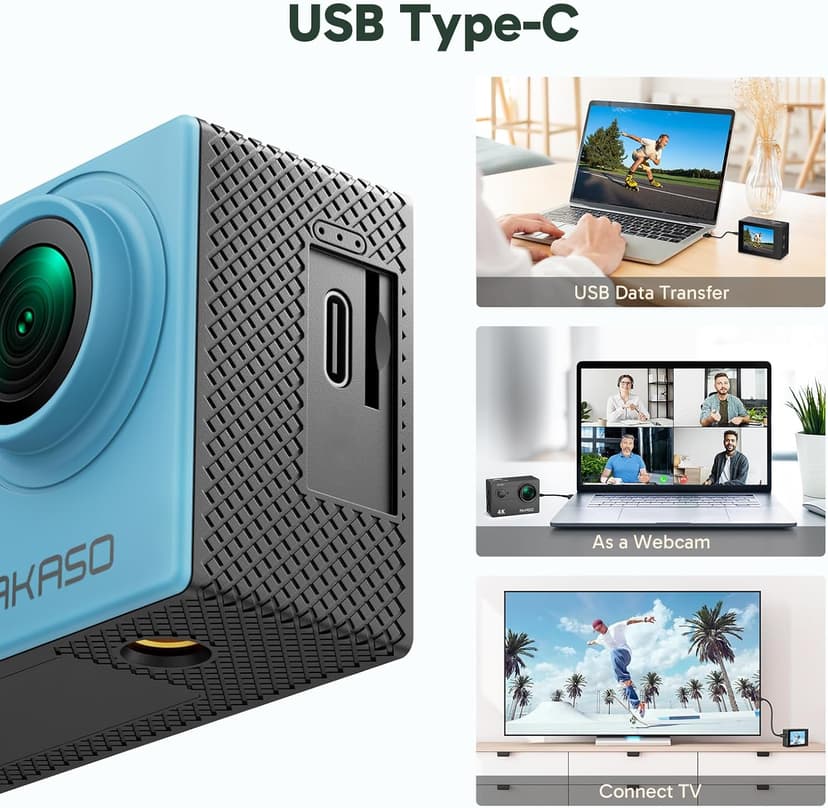 AKASO EK7000 4K30FPS 20MP WiFi Action Camera with EIS Ultra HD 131FT Waterproof Underwater Camera Remote Control 4X Zoom Support External Microphone