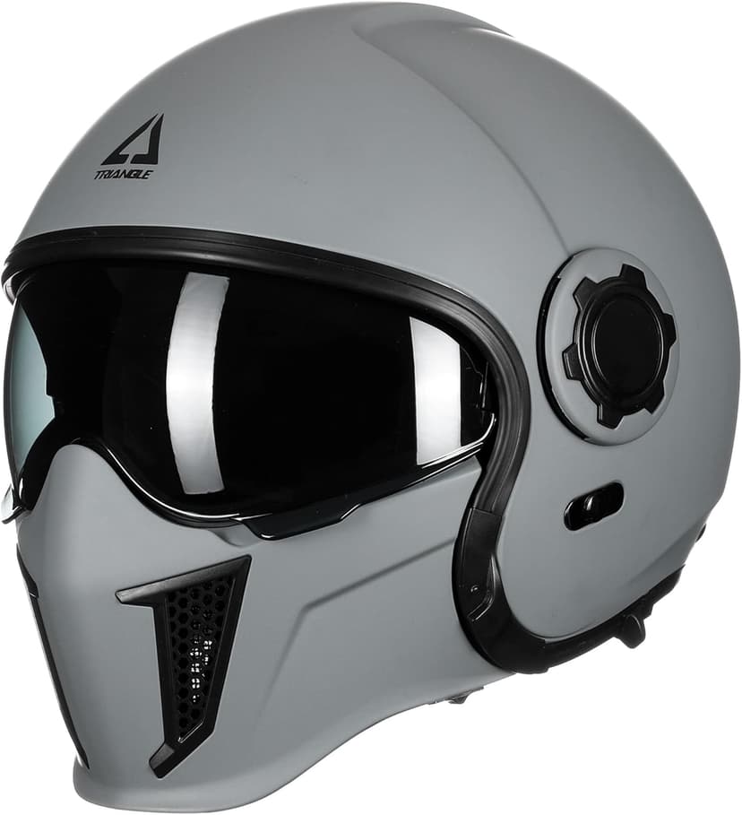 TRIANGLE Convertible Full Face Motorcycle Helmet DOT Approved for Men Women, Multi-Configuration 3/4 Open Face Street Bike Helmet with Internal Tinted Sunshield, Includes Storage Bag