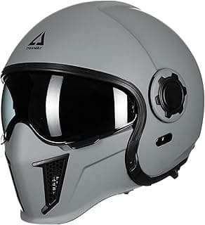 TRIANGLE Convertible Full Face Motorcycle Helmet DOT Approved for Men Women, Multi-Configuration 3/4 Open Face Street Bike Helmet with Internal Tinted Sunshield, Includes Storage Bag