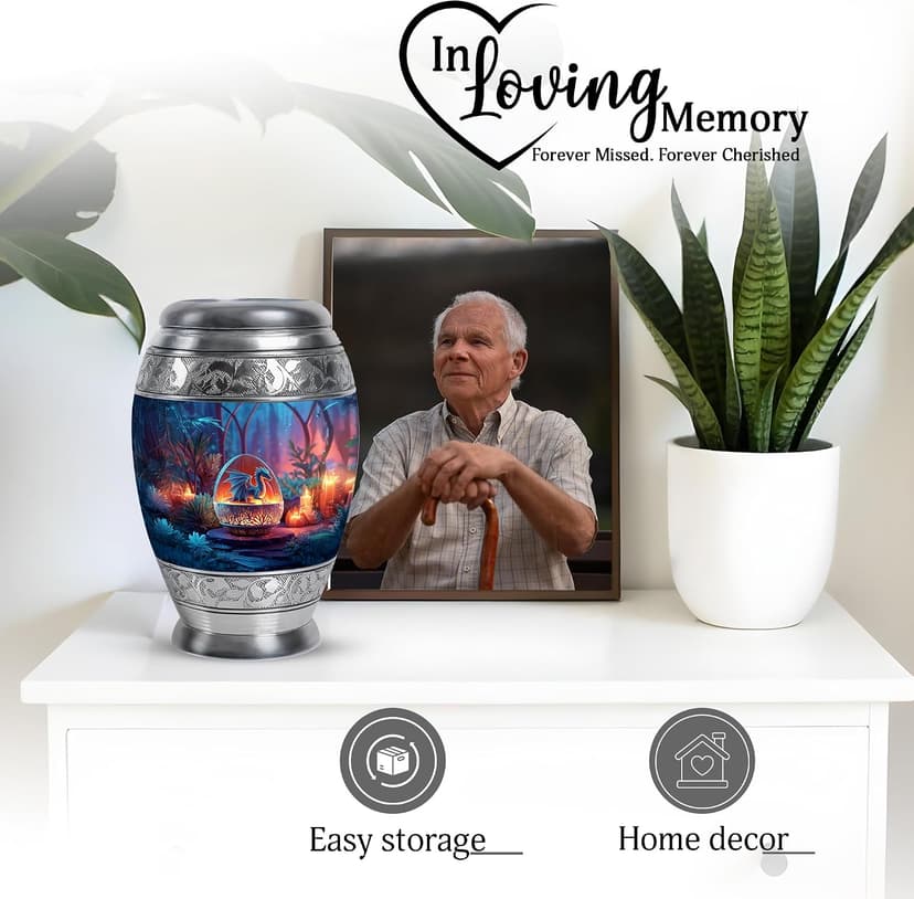 Dragon Small Funeral Urns for Adult Male - Keepsake Halloween Burial Urn for Adult Ashes - Tiny Blue Cremation Urn for Ashes for Women - 3 Inch B0FHKWCQQN