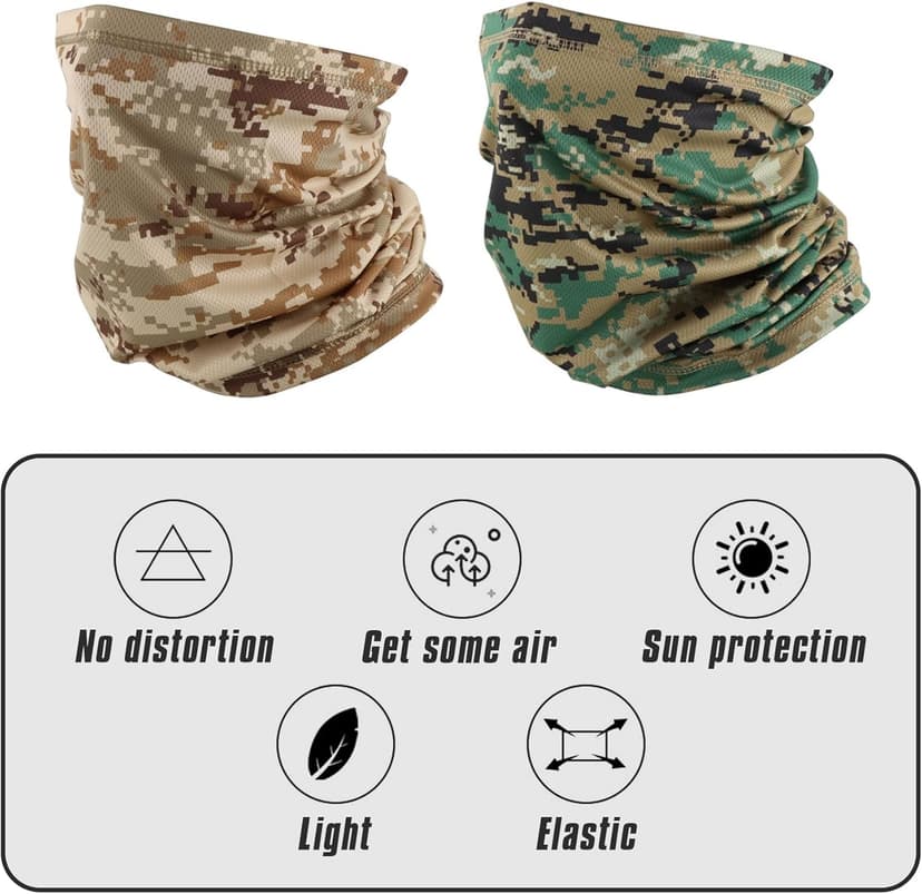Volein Neck Gaiter Face Mask, Sun Cooling Dust Camouflage Face Shield, Reusable Washable Bandana