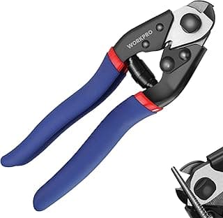 Chrome Vanadium Steel, Safety Lock, Non-Slip Handle for Hard Wire Ropes, Steel Wires and Aircraft Cables WORKPRO Cable Cutter, 7-1/2 Inch Heavy Duty Wire Rope Cutter B0B8MCVSZP