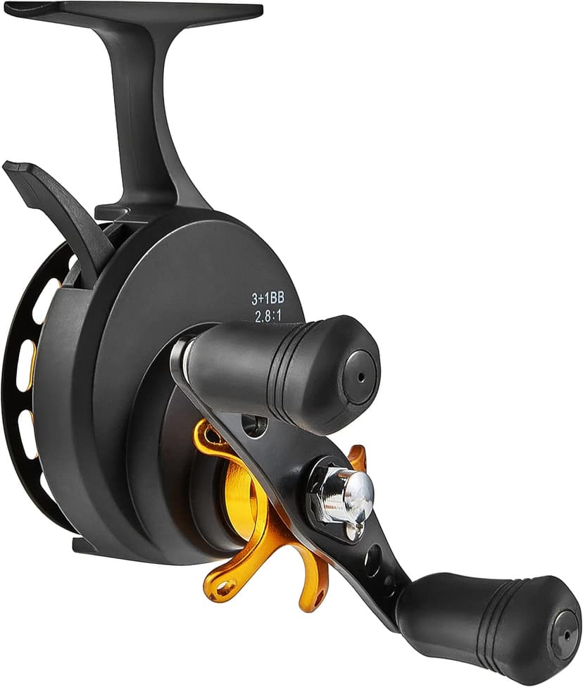 Bigchub Inline Ice Fishing Reel, CNC Machined Aluminum Spool, 3+1 Ball Bearings, 2.8:1 Gear Ratio, Ultra Smooth, Adjustable Star Drag, Freespool, Magnetic Drop System