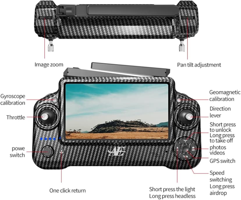 AE60 Ultra Drones with Camera for adults 4K Video Recording and 8K Photo Resolution, 3-Axis Gimbal,7.5 Miles Long Range, 7.2" Touch Screen Remote, 360 Laser Obstacle Avoidance, GPS Return Home, Airdrop Function Professional Quadcopter (Carbon Fiber, 3 Batteries + 64GB TF Card + Pad)