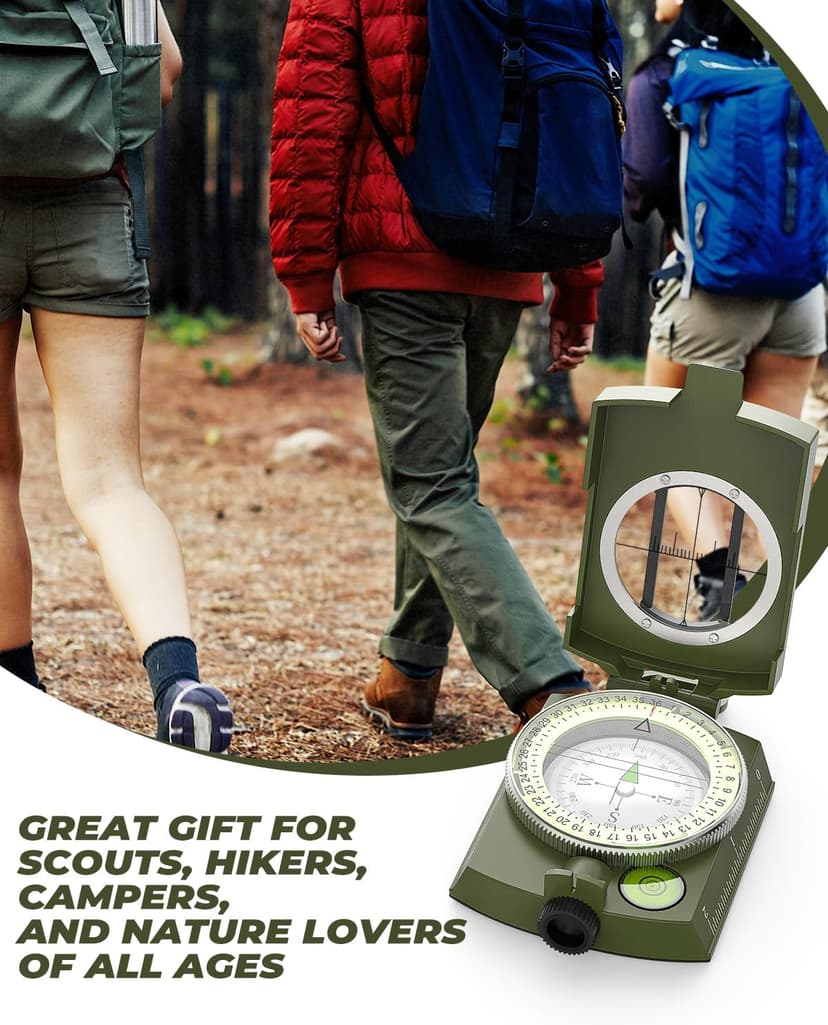Sportneer Compass: Accurate Durable Lightweight Orienteering Compass with Strap and Carrying Case, Glow in The Dark Waterproof Hiking Essentials for Camping Backpacking, Best Survival Gifts for Kids