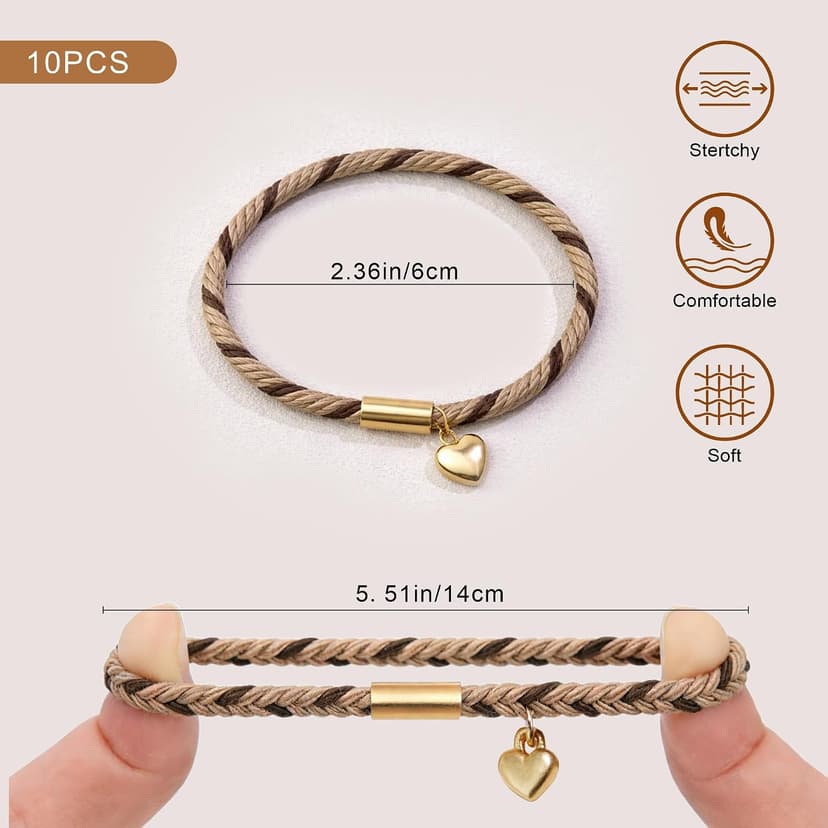 Hair Ties | Initial | Christmas Birthday Gifts for Women Girls Teen Girls | Stocking Stuffers | Hair Accessories | Letter M Teen Girl Gifts Trendy Stuff - 10 Pcs Hair Ties Bracelets, Gifts B0GL5L7B8H