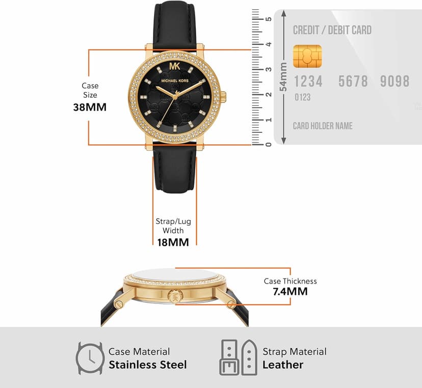 Michael Kors Corey Three-Hand Black Leather Watch